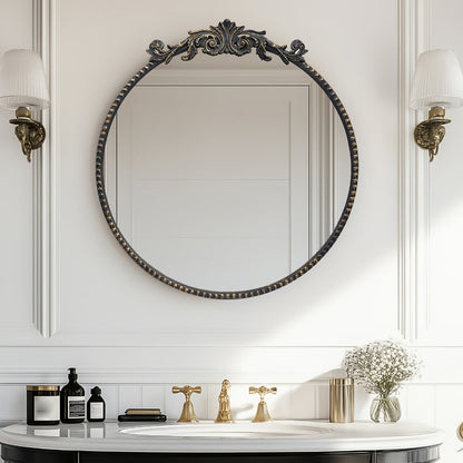 24-Inch Round Wall Mirror, Bathroom Vanity Mirror for Dressing and Daily Routines detail image - detail view 10