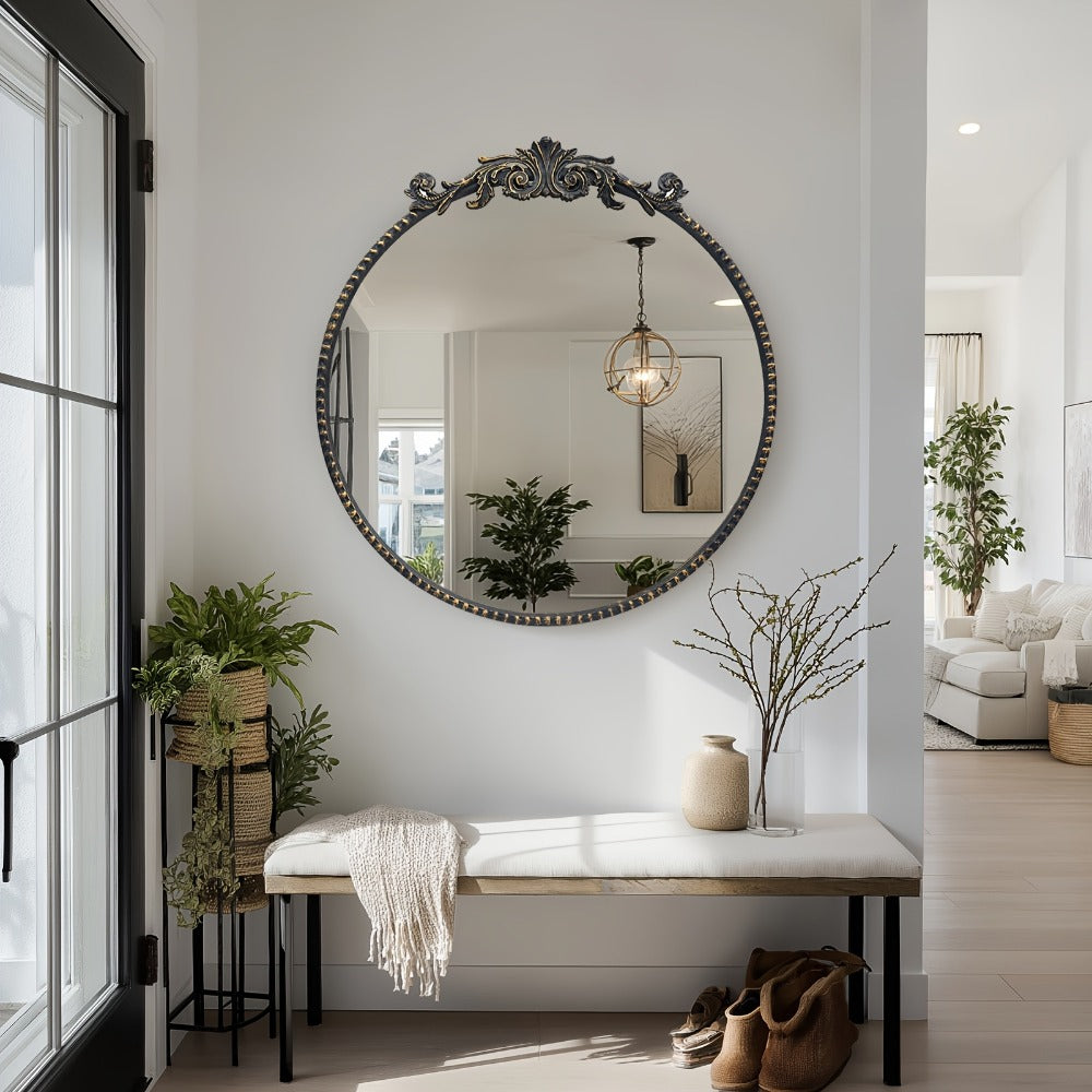 24-Inch Round Wall Mirror, Bathroom Vanity Mirror for Dressing and Daily Routines detail image - detail view 13