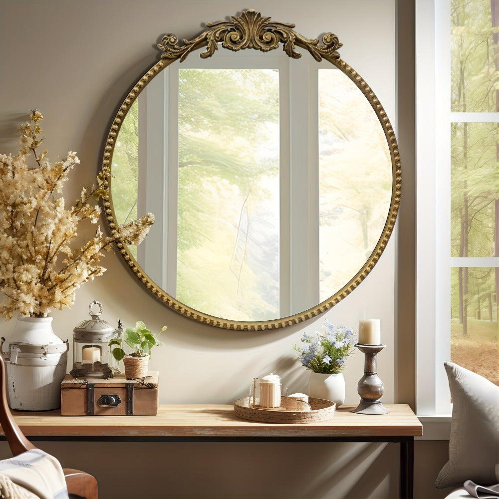24-Inch Round Wall Mirror, Bathroom Vanity Mirror for Dressing and Daily Routines detail image - detail view 19