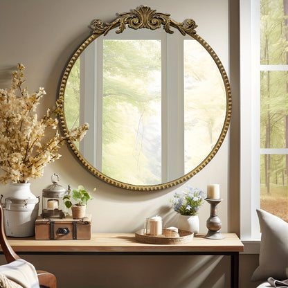 24-Inch Round Wall Mirror, Bathroom Vanity Mirror for Dressing and Daily Routines detail image - detail view 19