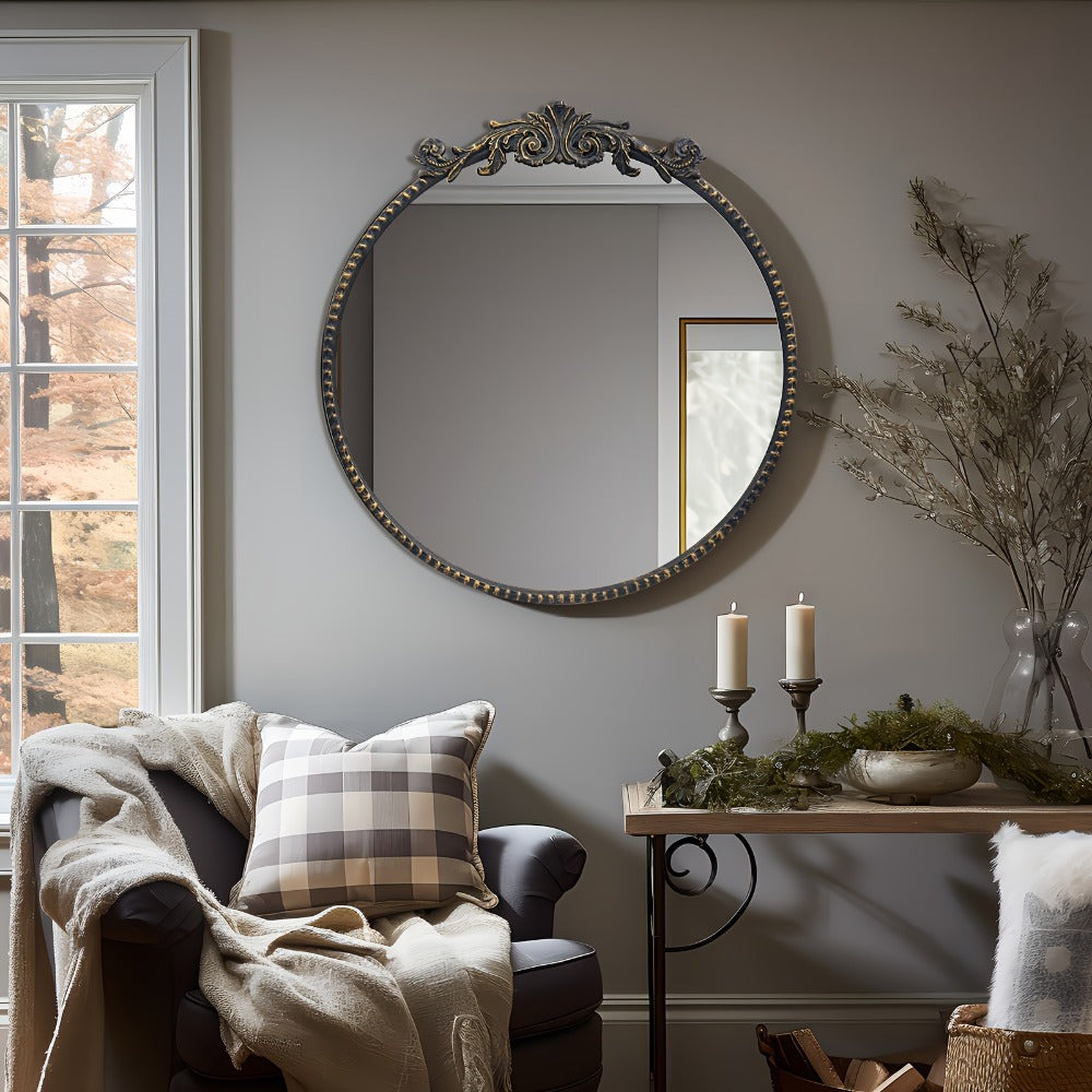 24-Inch Round Wall Mirror, Bathroom Vanity Mirror for Dressing and Daily Routines detail image - detail view 21