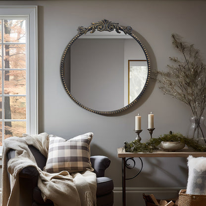 24-Inch Round Wall Mirror, Bathroom Vanity Mirror for Dressing and Daily Routines detail image - detail view 21
