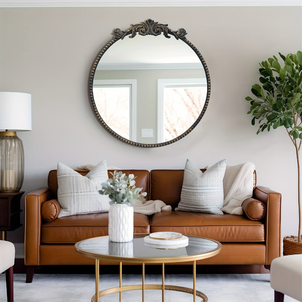 24-Inch Round Wall Mirror, Bathroom Vanity Mirror for Dressing and Daily Routines detail image - detail view 22