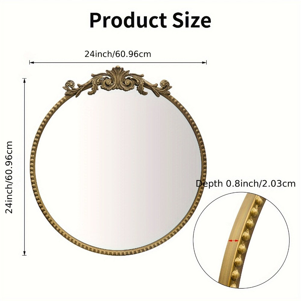 24-Inch Round Wall Mirror, Bathroom Vanity Mirror for Dressing and Daily Routines detail image - detail view 25
