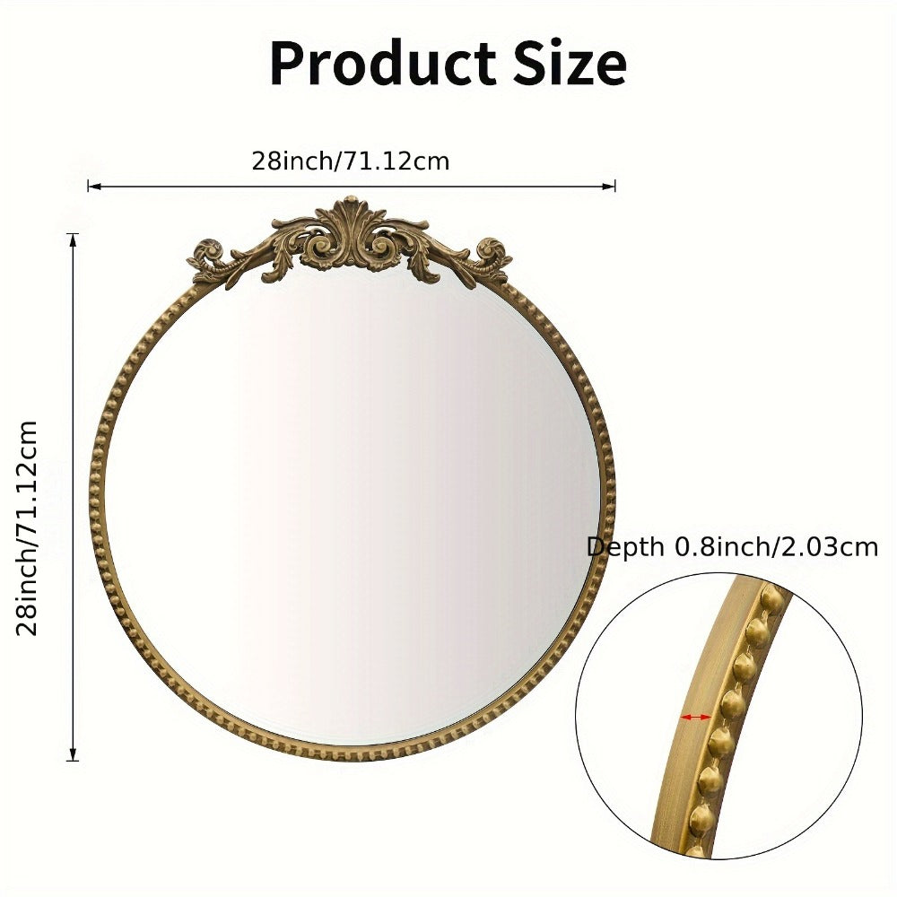 24-Inch Round Wall Mirror, Bathroom Vanity Mirror for Dressing and Daily Routines detail image - detail view 26