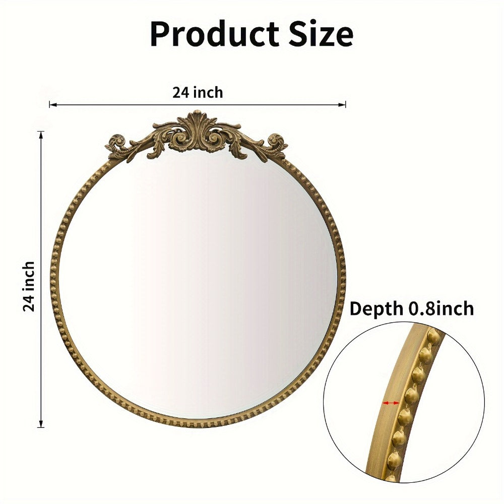 24-Inch Round Wall Mirror, Bathroom Vanity Mirror for Dressing and Daily Routines detail image - detail view 3