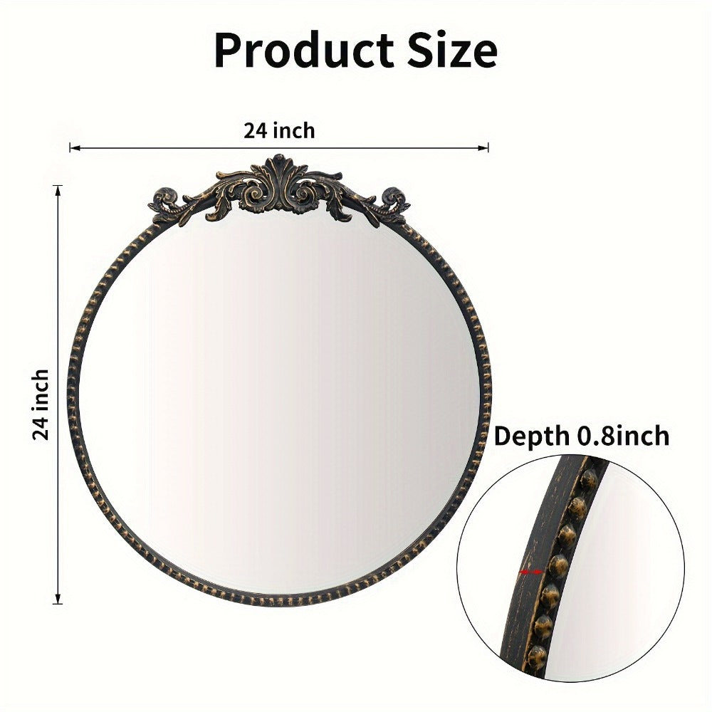 24-Inch Round Wall Mirror, Bathroom Vanity Mirror for Dressing and Daily Routines detail image - detail view 4