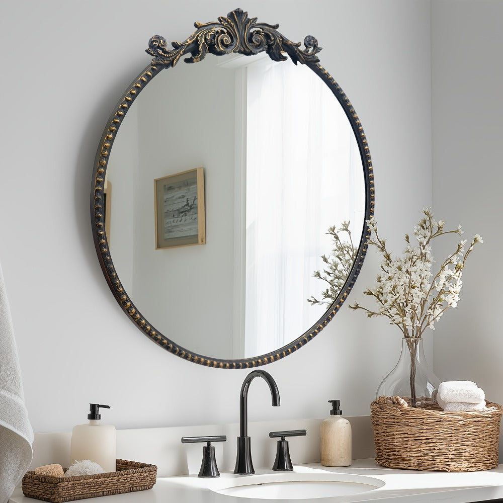 24-Inch Round Wall Mirror, Bathroom Vanity Mirror for Dressing and Daily Routines detail image - detail view 9