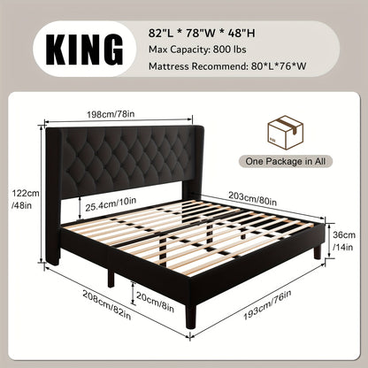 Bed Frame shown in the Black, King option