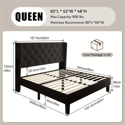 Bed Frame shown in the Black, Queen option