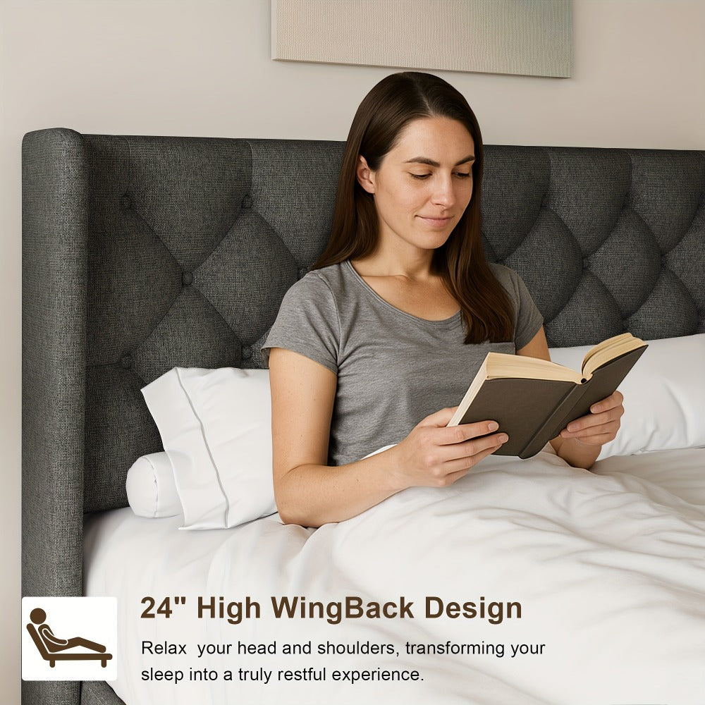 24-Inch Solid Wood Bed Frame with Multiple Color Options for Bedroom detail image - detail view 24