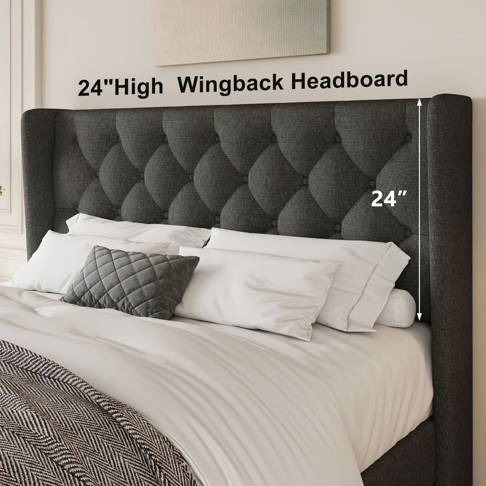 24-Inch Solid Wood Bed Frame with Multiple Color Options for Bedroom detail image - detail view 8