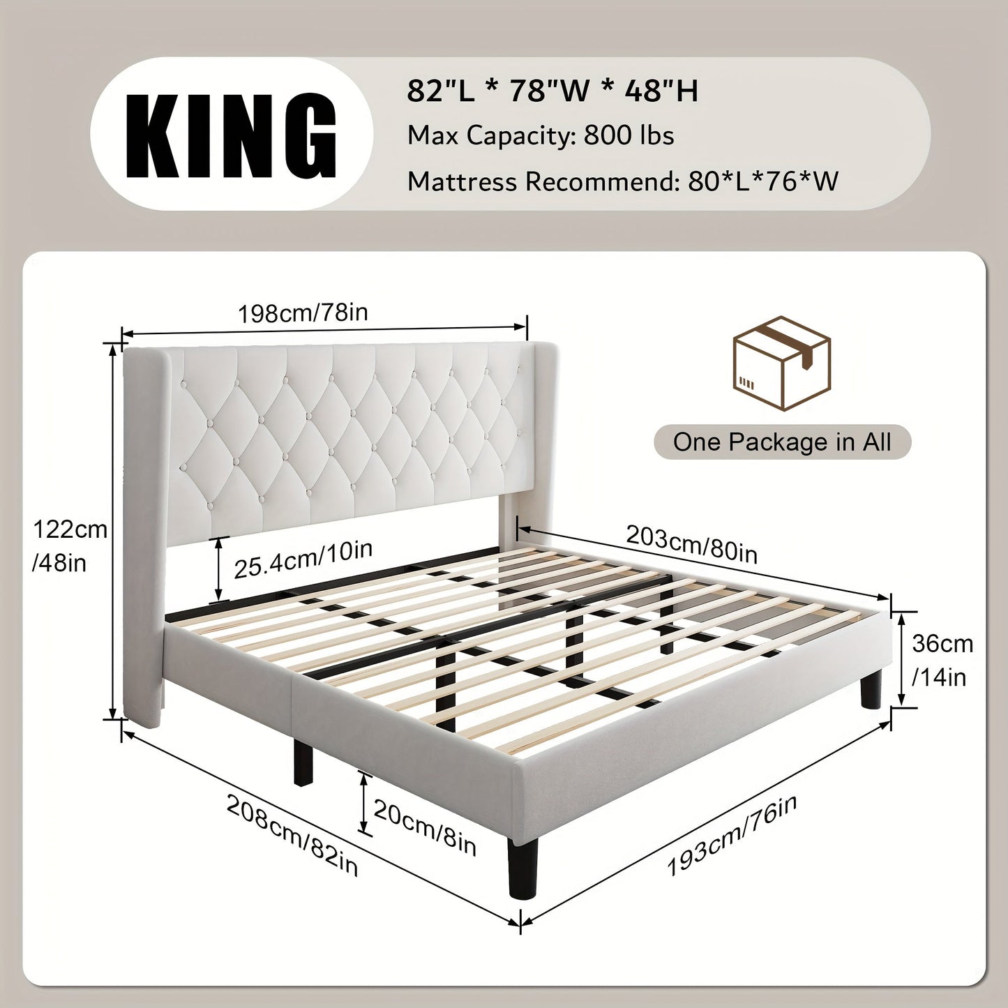 Bed Frame shown in the White, King option