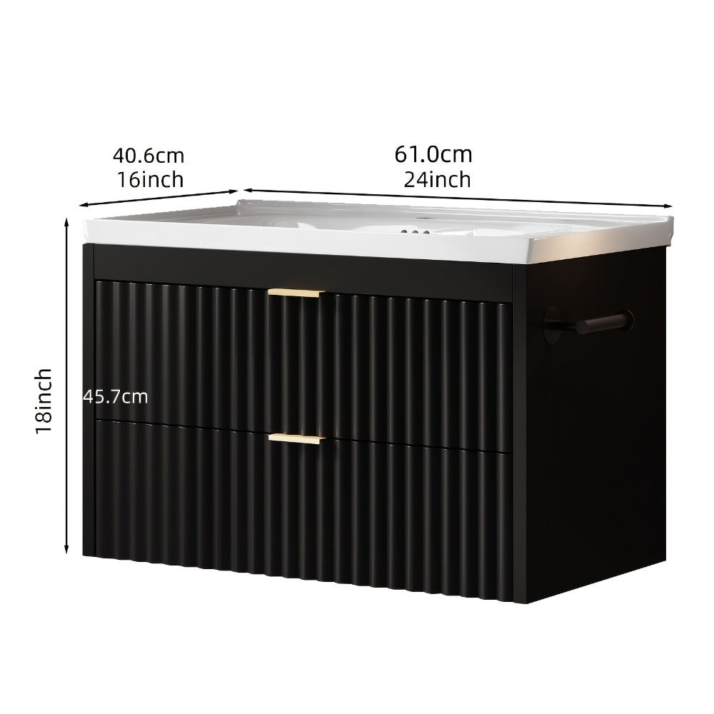 24-Inch Wall-Mounted Bathroom Vanity with LED Lighting for Dressing and Daily Routines detail image - detail view 11