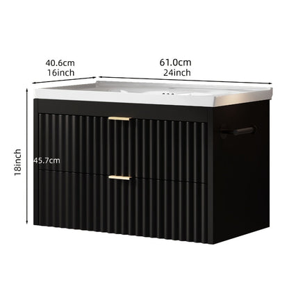 24-Inch Wall-Mounted Bathroom Vanity with LED Lighting for Dressing and Daily Routines detail image - detail view 11