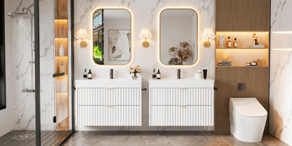 24-Inch Wall-Mounted Bathroom Vanity with LED Lighting for Dressing and Daily Routines detail image - detail view 12