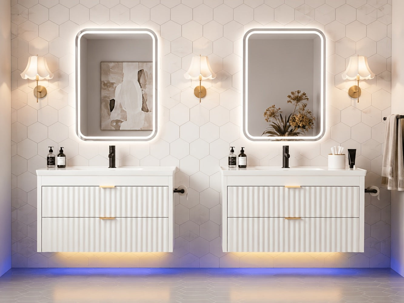 24-Inch Wall-Mounted Bathroom Vanity with LED Lighting for Dressing and Daily Routines detail image - detail view 13