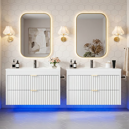 24-Inch Wall-Mounted Bathroom Vanity with LED Lighting for Dressing and Daily Routines detail image - detail view 3