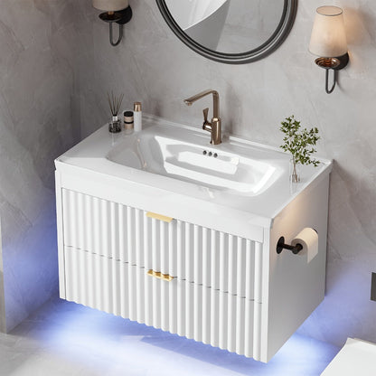 24-Inch Wall-Mounted Bathroom Vanity with LED Lighting for Dressing and Daily Routines detail image - detail view 6