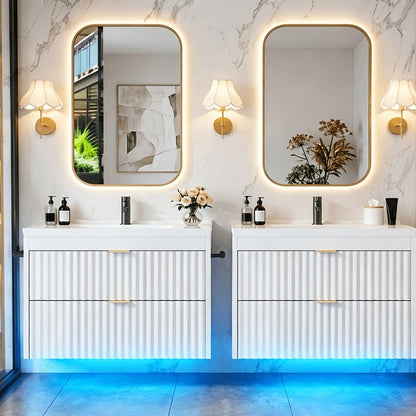 Bathroom Vanity, 24 Inch Floating with Sink & LED, Wall Mounted Cabinet with 3-Hole shown in the main product view