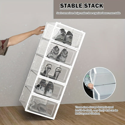 24-Pack Plastic Shoe Organizer with Secure Lid and Stackable Design for Entryway detail image - detail view 11