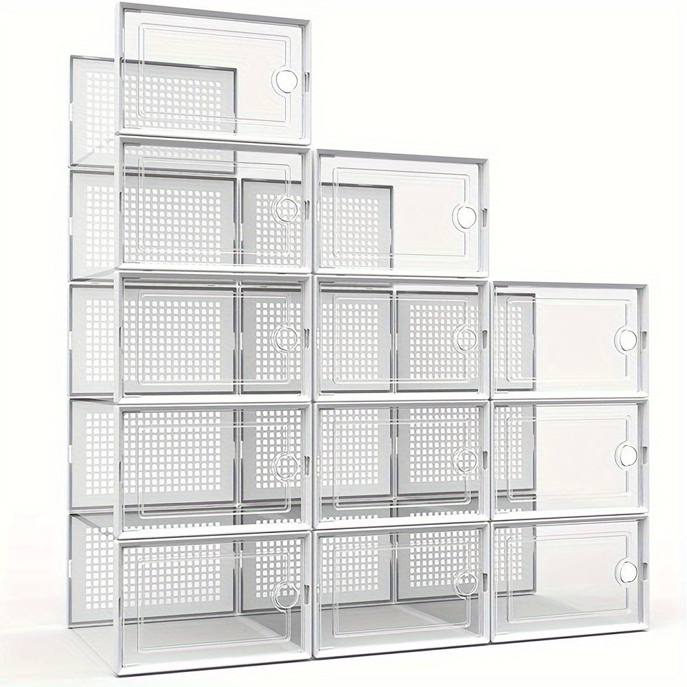 24-Pack Plastic Shoe Organizer with Secure Lid and Stackable Design for Entryway detail image - detail view 12