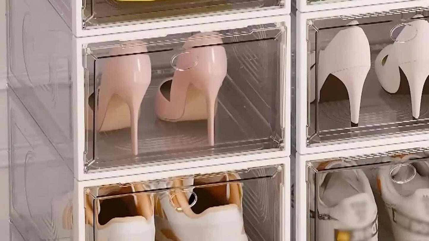 24-Pack Plastic Shoe Organizer with Secure Lid and Stackable Design for Entryway detail image - detail view 13