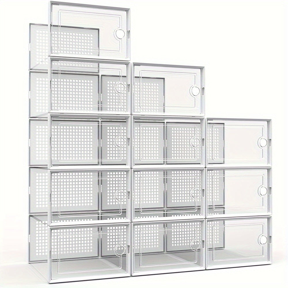 24-Pack Plastic Shoe Organizer with Secure Lid and Stackable Design for Entryway detail image - detail view 4