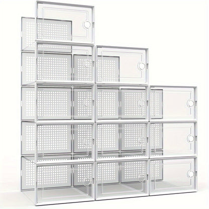 24-Pack Plastic Shoe Organizer with Secure Lid and Stackable Design for Entryway detail image - detail view 4