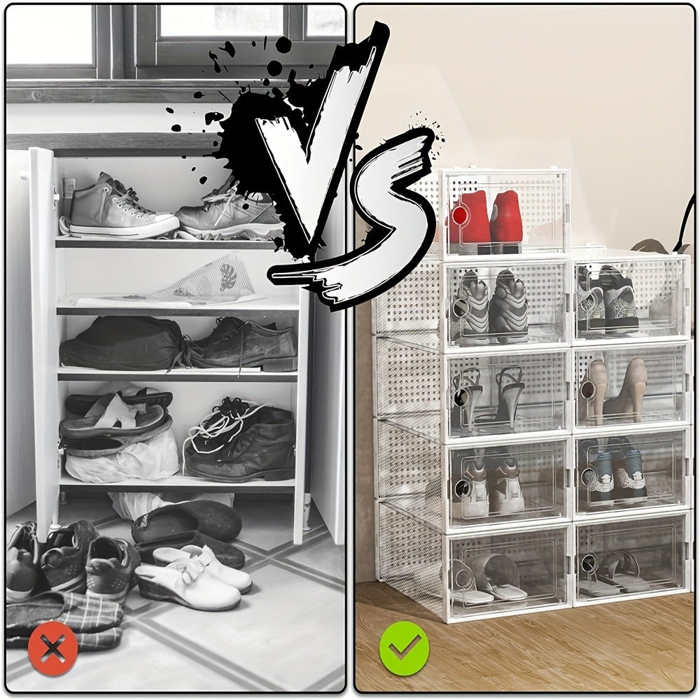 24-Pack Plastic Shoe Organizer with Secure Lid and Stackable Design for Entryway detail image - detail view 5