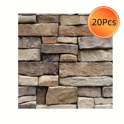 Peel and Stick Tile Stickers 20pcs Vintage Brick Pattern Self-Adhesive Waterproof Wall Tiles for Kitchen Bathroom Toilet – Removable Oil-Proof Backsplash Wall Art Decor