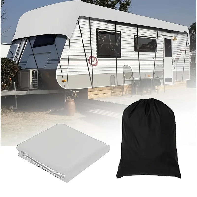 RV & Motorhome Cover, Polyester Travel Trailer Protector, Snow Frost Leaf Dust Rain Sun Protection, with Convenient Storage Bag, Adjustable Straps + Hooks, Easy Installation RV & Trailer Covers