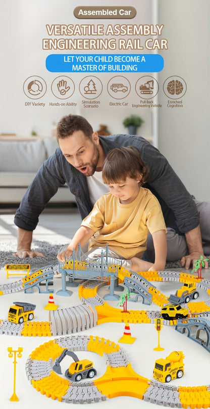 Roller Coaster Track Set 467pcs for Kids Ages 3 4 5 6 7 8 – Electric Race Car DIY Assembly Obstacle Challenge Track Toy STEM Engineering Gift Boys Girls Birthday Christmas
