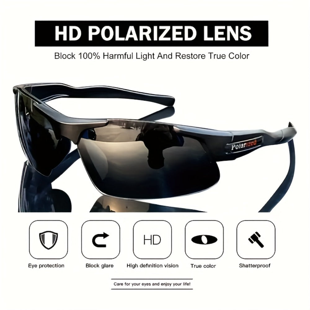 Men's Polarized Sunglasses 3 Pack – Half Frame Anti-Glare Driving Glasses, Wide Frame Lightweight UV400 Fashion Eyewear for Men, Set of 3 Pairs Value Bundle