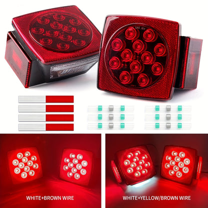 Trailer LED Lights Kit, 12V LED Trailer Light, 2pcs Trailer Lights & 6pcs Connectors & 4 Stickers, LED Stop Turn Tail License Brake Running Utility Trailer Lights for Trailers Under 80" Boat Truck Camper RV