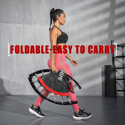 Foldable Mini Trampoline 40 Inch – Fitness Rebounder with Bungee Cords & U-Shape Foam Handle, 450 / 550 LBS Capacity, Quiet Stable Exercise Trampoline for Adults, Indoor & Outdoor Home Gym Workout
