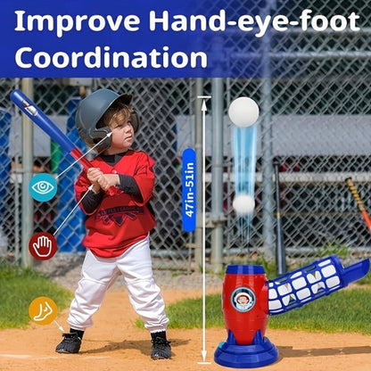 Kids Automatic Baseball Pitching Machine Toy Set – Fully Automatic Children's Baseball Trainer with Bat, Ball Machine & 10 Balls | Sports Training Gift for Boys and Girls