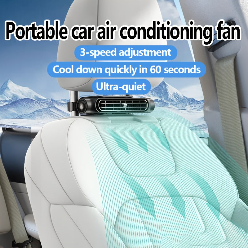 Bladeless Car Air Conditioning Fan|3-Speed Silent Cooling, USB Portable, Car Seat Fan, Suitable for SUV Trucks, Free USB Charging Cable