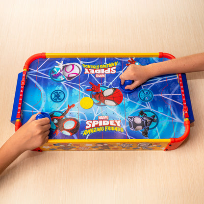 Kids Tabletop Air Hockey Table Marvel Spidey and His Amazing Friends - Officially Licensed Wood Surface, Manual Score Tracker, Indoor Game for Boys Girls Ages 3+ | Birthday Christmas Holiday Gift