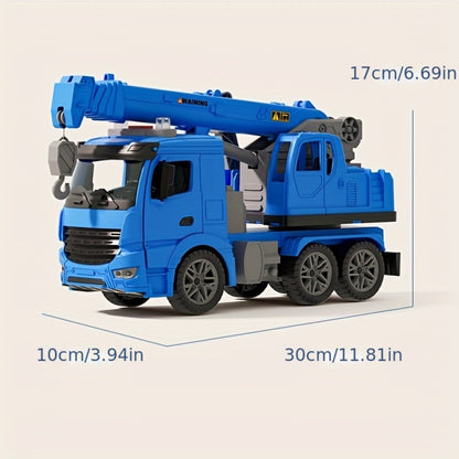 Inertia Crane Truck Toy for Kids - Large Engineering Vehicle with Telescopic Arm, Interactive Track & Double Doors, Construction Toy for Boys Ages 3+, Birthday Christmas Easter Gift