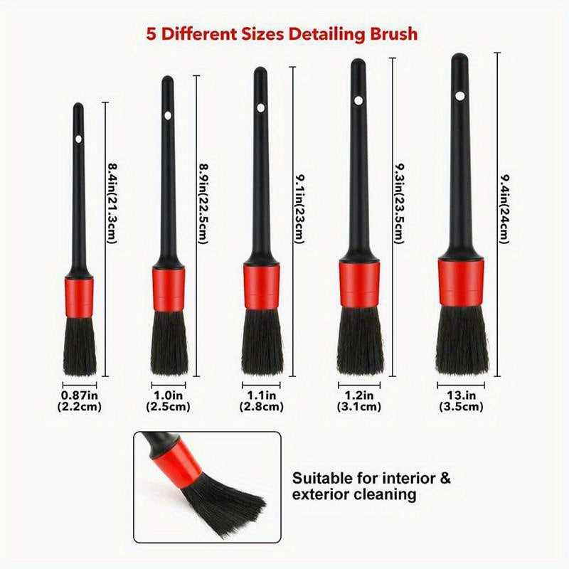 12pcs/set Car Cleaning Brush Set 5pcs Car Detailing Brush Soft Material Auto Wash Brush Set Car Interior Rim Brushes