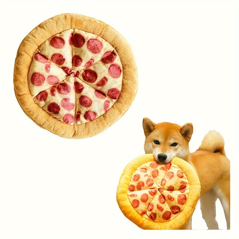 Squeaky Pizza Dog Toy - Plush Pepperoni Pizza & Donut Chew Toy for Dogs, Durable Soft Interactive Toy for All Breeds, Fun Food-Shaped Squeaky Dog Gift for Puppies & Adult Dogs