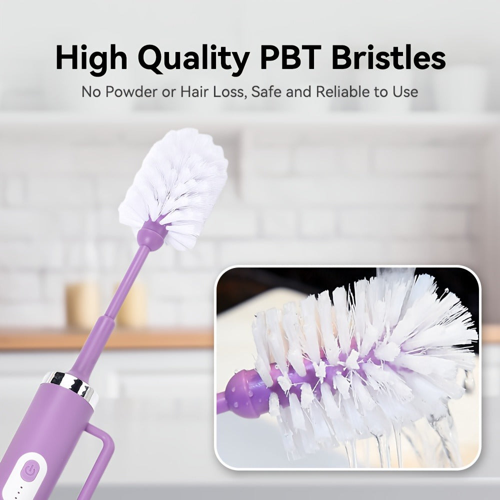 Electric Cup Scrubber Bottle Brush Cleaner – 2-Speed IPX6 Waterproof, Type-C Rechargeable, Deep Cleans 40oz Mugs, Tumblers & Hydration Bottles, Long Straw Brush Included, Wall Mount Storage, Kitchen Cleaning Tool