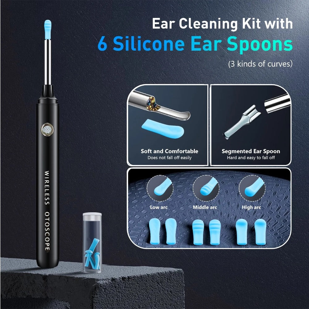 Ear Wax Removal Tool Set 2-in-1 WiFi Visual Ear Washer and Ear Scoop – 1080P HD Camera Ear Cleaning Kit for Effective Earwax Buildup Removal, Smartphone Compatible Home Ear Care