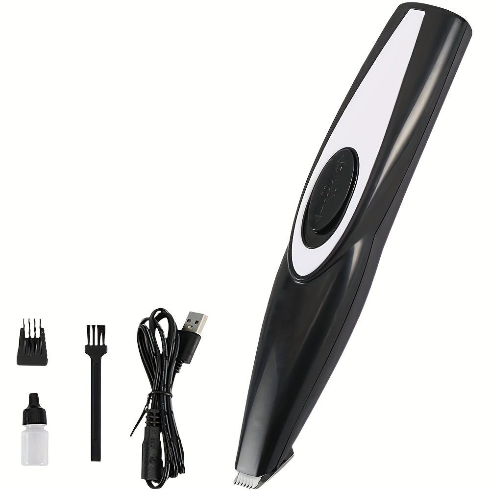 Pet Detail Trimmer Cordless USB Rechargeable - Ceramic Blade Precision Clipper for Dogs Cats Face Paws Ears Eyes Tail, Quiet Low Noise Mini Grooming Tool for Small Areas, Includes Brush & Lubricant