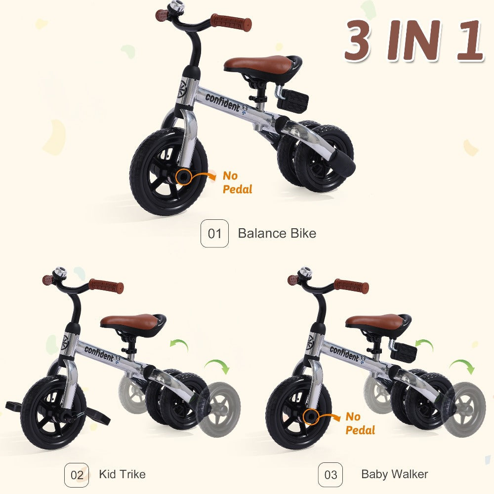 3-in-1 Foldable Toddler Tricycle Balance Bike with Detachable Pedals Training Wheels for Boys Girls Ages 2-5 Indoor Outdoor Ride On Toy Birthday Christmas Gift Blue Pink