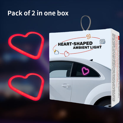 Set of 2 Car Interior Neon Heart Lights Available in Blue, Pink, Red, Ice Blue, Rechargeable Via Solar Or USB, Featuring 5 Lighting Modes, Perfect for Decorating Car Dashboards And Home Parties, an Ideal Gift for Couples During Halloween, Christmas