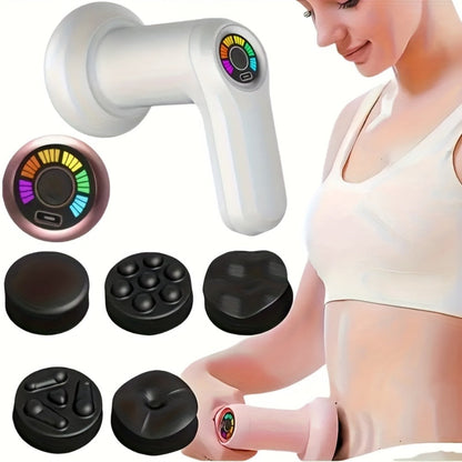 Body Sculpting Massager – Handheld Vibration Body Shaper with 5 Interchangeable Massage Heads | Portable Electric Body Contouring & Slimming Massager for Men & Women | Home Beauty Instrument