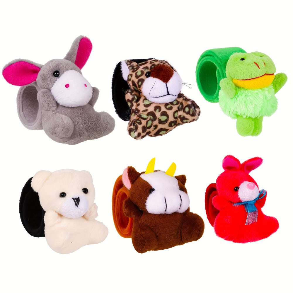 Stuffed Animal Slap Bracelets Bulk for Kids – Cute Plush Assorted Animal Bracelets for Party Favors, Classroom Prizes, Goodie Bag Fillers, Carnival Toys, Holiday Gifts (6/10/15/30 Pack)