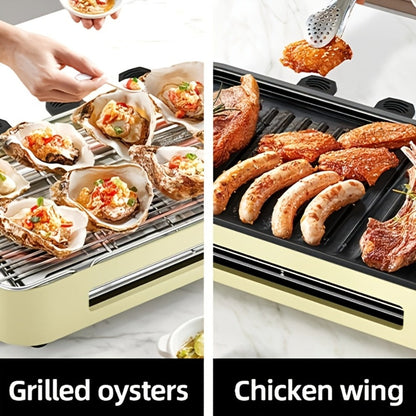 Electric Grill 2-in-1 Indoor BBQ & Frying Pan – 1500W Temperature Control, Non-Stick Detachable Cooking Board, Portable Electric Grill for Meat, Dishwasher Safe, Christmas Gift Idea with Gift Bag